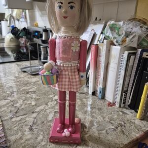 Pink Decorative Nutcracker-Style Doll Figurine